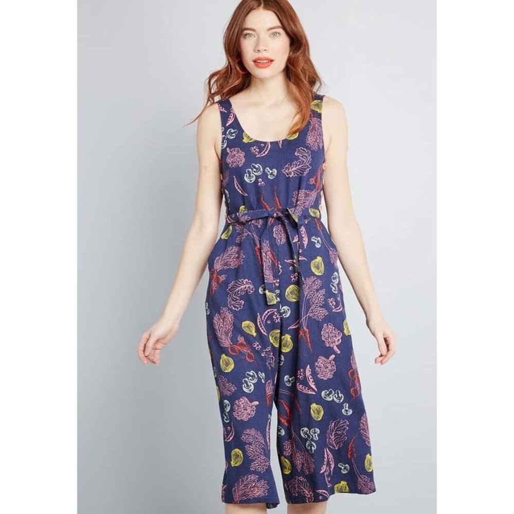 Modcloth Blue Floral Jumpsuit